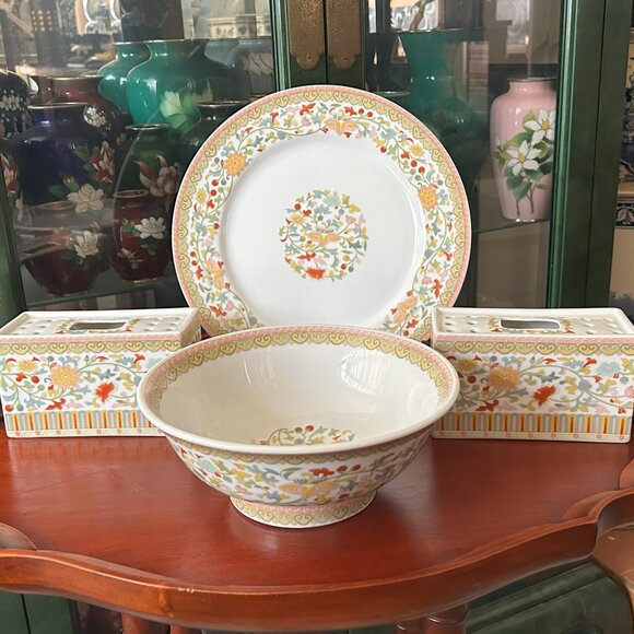 Winterthur Rare Book Collection Delft Flower Brick Vases & Bowl & Plate Set